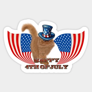 Happy 4th of July with cute cat Sticker